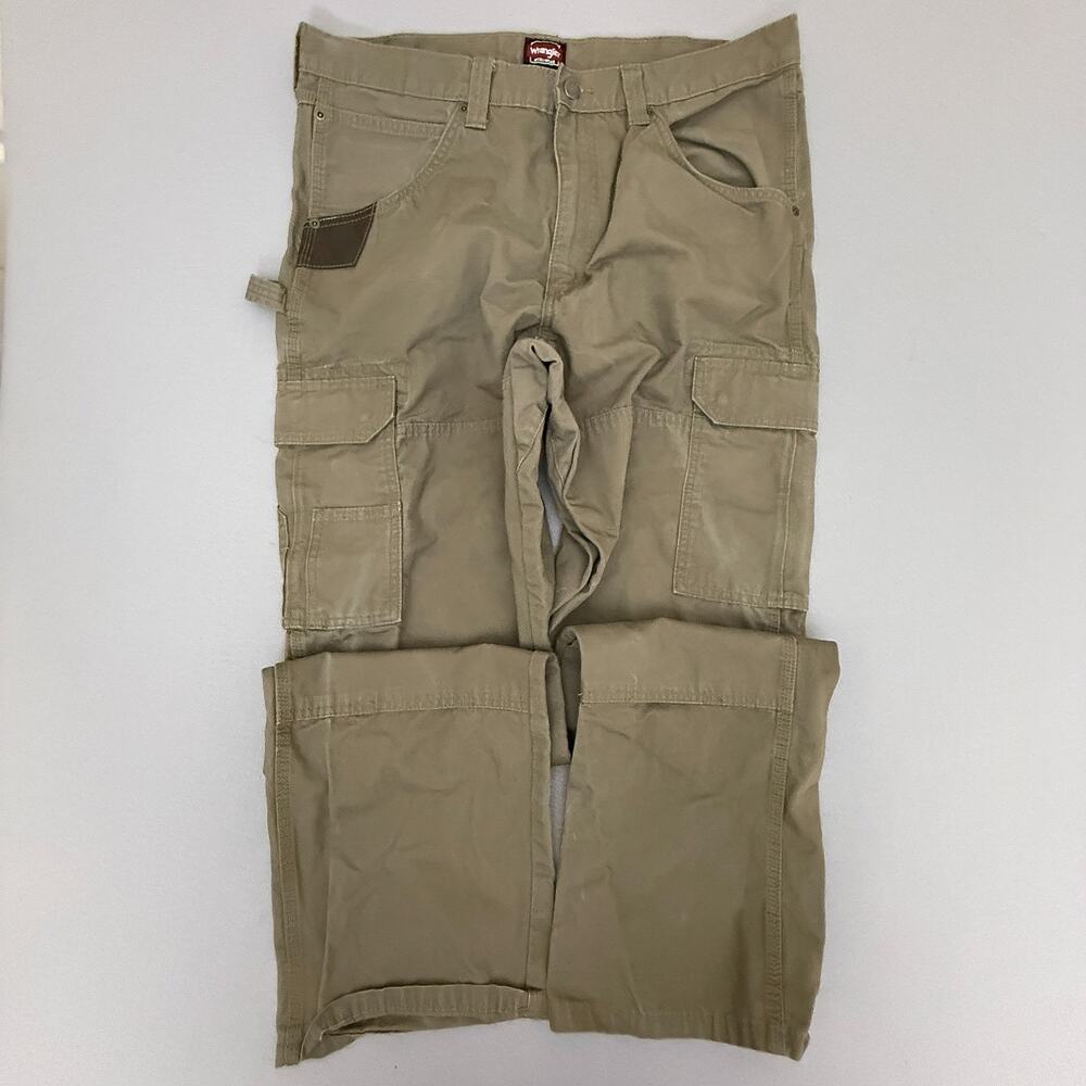 Wrangler Workwear Cargo Pants Mens 36x34 Khaki Ripstop Utility Carpenter